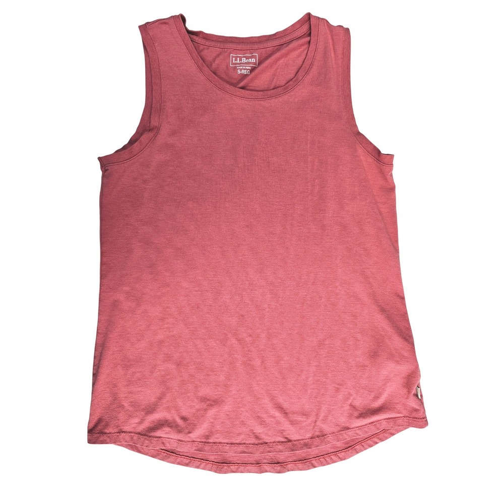 LL Bean Womens Small Regular Muted Red Sleeveless Tank Top Curved Hem Cotton